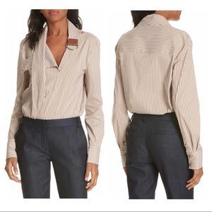 Tibi Kaia Stripe Belt Neck Shirt NWT